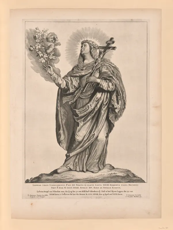 Saint Liduina, from Saints of the North and South Netherlands Wall Art by Cornelis Visscher - High-Resolution Digital Print