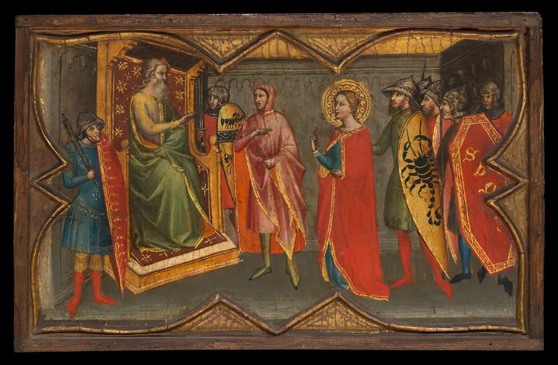 Saint Lucy and Her Mother at the Shrine of Saint Agatha; Saint Lucy Giving Alms; Saint Lucy before Paschasius; Saint Lucy Resisting Efforts to Move Her Wall Art by Giovanni di Bartolommeo Cristiani - High-Resolution Digital Print