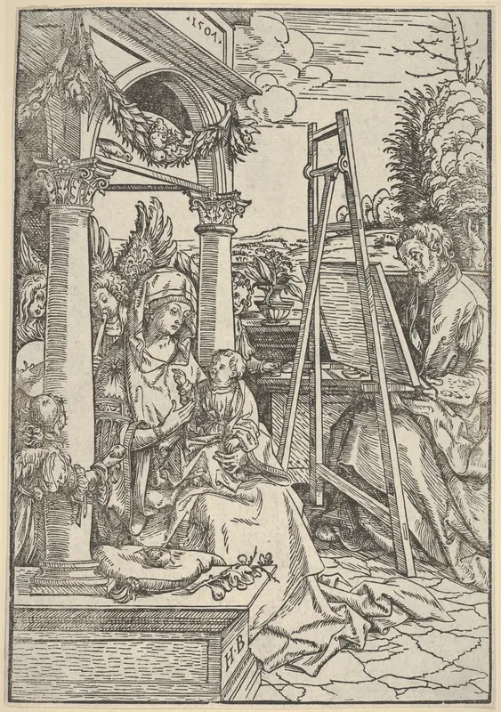 Saint Luke Painting the Virgin Wall Art by Hans Burgkmair - High-Resolution Digital Print