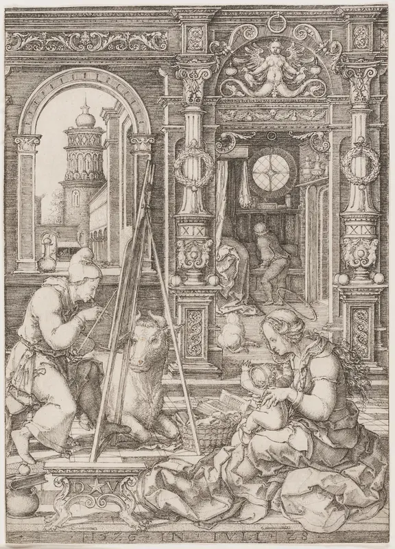Saint Luke Painting the Virgin and Child Wall Art by Dirk Vellert - High-Resolution Digital Print