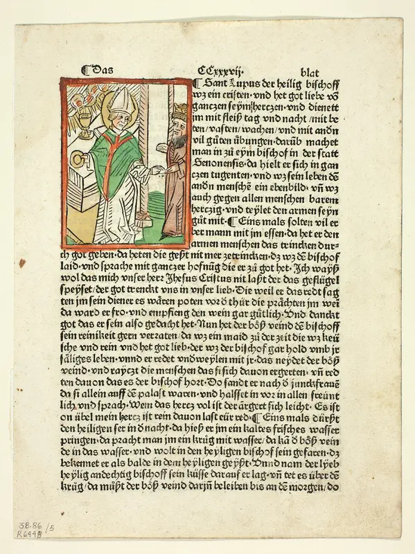 Saint Lupo from Heiligenleben (Lives of the Saints), Plate 5 from Woodcuts from Books of the 15th Century