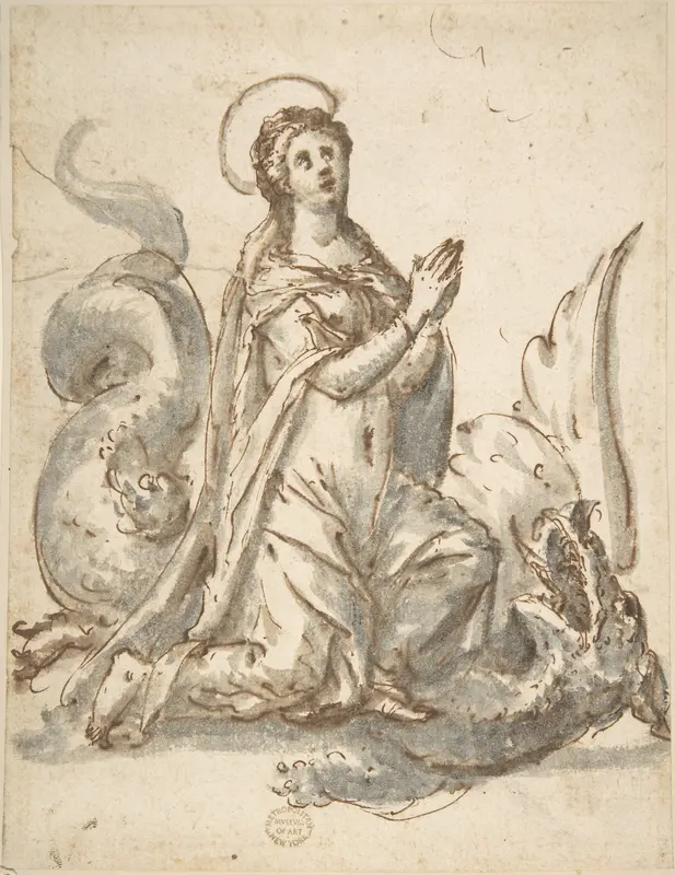 Saint Margaret and the Dragon Wall Art by Anonymous, Italian, 16th century - High-Resolution Digital Print