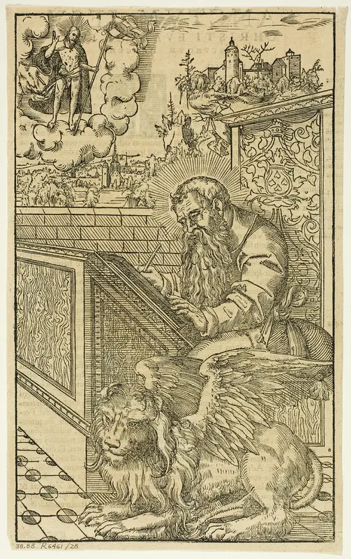 Saint Mark from Latin Bible, plate 28 from Woodcuts from Books of the XVI Century Wall Art by Lucas Cranach, II - High-Resolution Digital Print