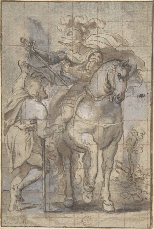 Saint Martin and the Beggar Wall Art by Anonymous, Italian, Roman-Bolognese, 17th century - High-Resolution Digital Print