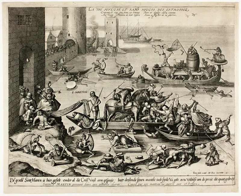 Saint Martin with his Horse in a Ship Wall Art by Johannes van Doetecum - High-Resolution Digital Print