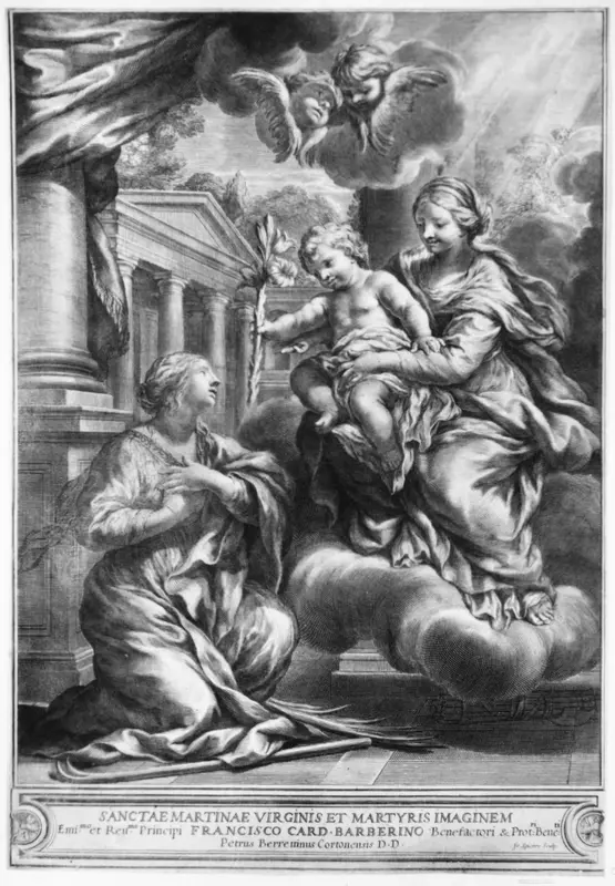 Saint Martina kneeling before the Virgin and Child, as the Child offers her a lily Wall Art by François Spierre - High-Resolution Digital Print