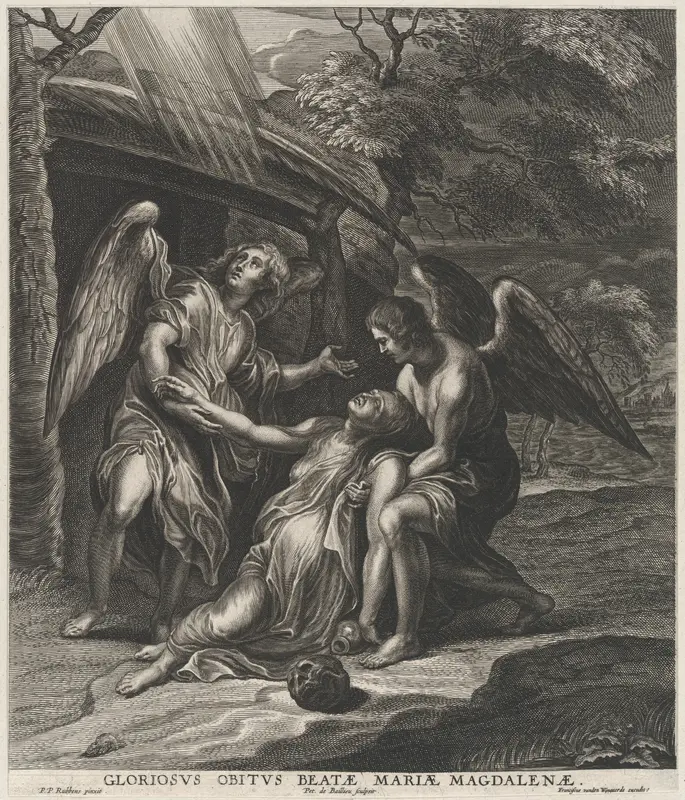 Saint Mary Magdalene in ecstasy, supported by two angels Wall Art by Pieter de Bailliu - High-Resolution Digital Print