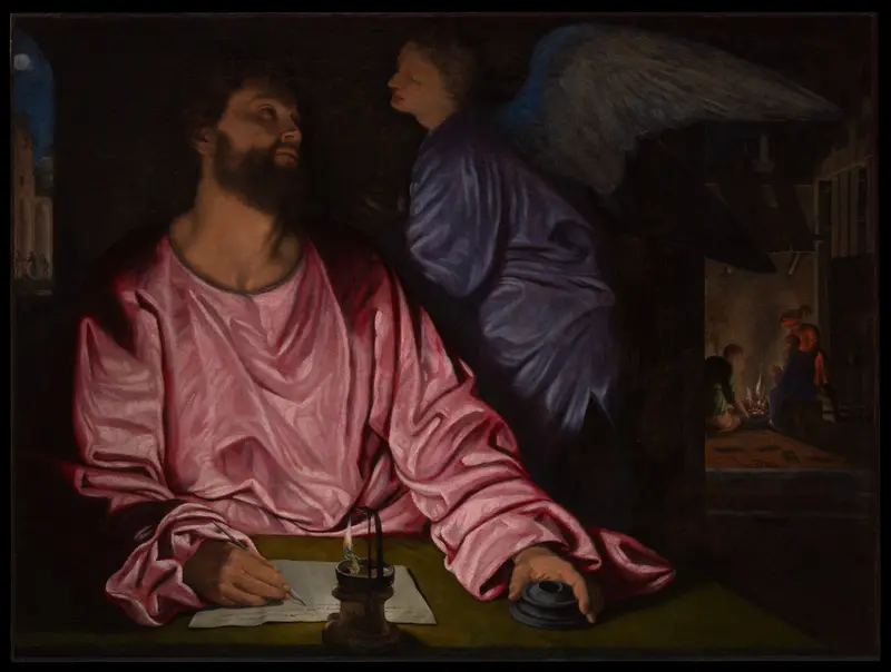 Saint Matthew and the Angel Wall Art by Giovanni Gerolamo Savoldo - High-Resolution Digital Print
