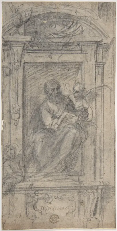 Saint Matthew Seated in a Niche Wall Art by Fabrizio Boschi - High-Resolution Digital Print