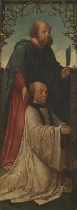 Saint Matthias (?) and a Donor (recto); Saint Andrew (verso) Wall Art by Workshop of Jacob Cornelisz. van Oostsanen - High-Resolution Digital Print