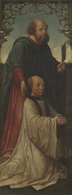 Saint Matthias (?) and a Donor; Saint Andrew (reverse) Wall Art by Jacob Cornelisz. van Oostsanen - High-Resolution Digital Print