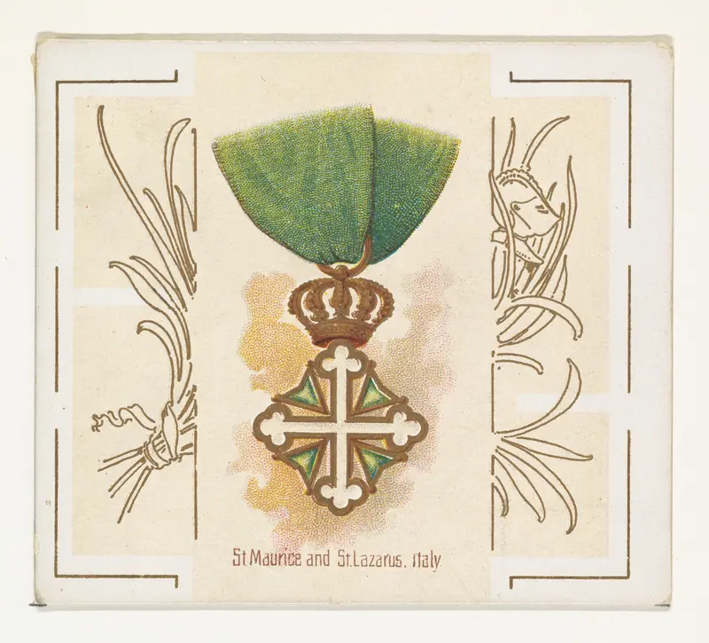 Saint Maurice and Saint Lazarus, Italy, from the World's Decorations series (N44) for Allen & Ginter Cigarettes Wall Art by Allen & Ginter - High-Resolution Digital Print