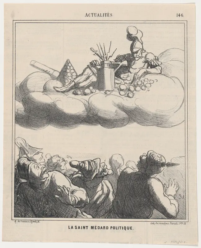Saint Médard of politics, from 'News of the day,' published in "Le Charivari" Wall Art by Honoré Daumier - High-Resolution Digital Print