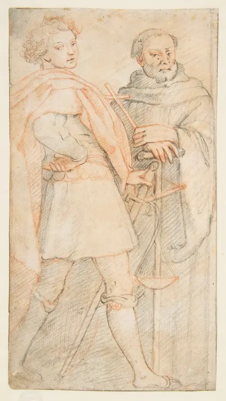Saint Michael and Saint Giovanni Gualberto (after Andrea del Sarto's Vallombrosa Altarpiece) Wall Art by Federico Zuccaro (Zuccari) - High-Resolution Digital Print