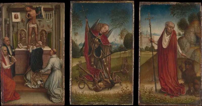 Saint Michael; The Mass of Saint Gregory; Saint Jerome Wall Art by Master of the Saint Catherine Legend - High-Resolution Digital Print