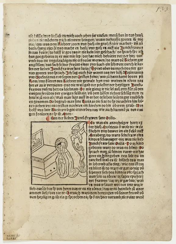 Saint Otilia from Plenarium, Plate 27 from Woodcuts from Books of the 15th Century Wall Art by Unknown artist - High-Resolution Digital Print