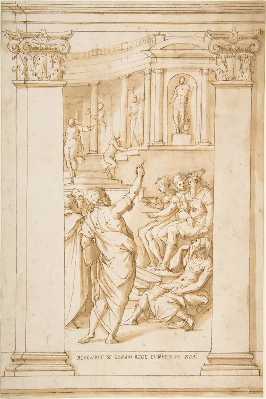 Saint Paul Speaking before King Agrippa (Acts 26) Wall Art by Giorgio Vasari - High-Resolution Digital Print