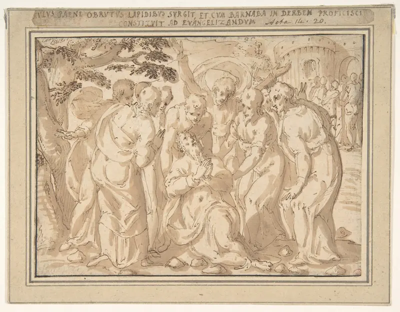 Saint Paul Surrounded by Disciples after His Lapidation at Lystra (Acts 14:20) Wall Art by Giovanni Guerra - High-Resolution Digital Print