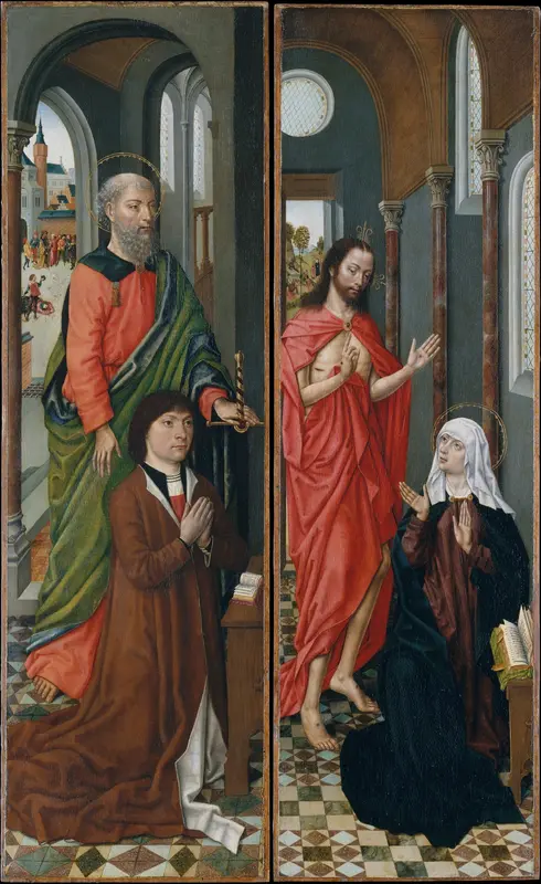 Saint Paul with a Donor; Christ Appearing to His Mother Wall Art by Master of the Saint Ursula Legend - High-Resolution Digital Print