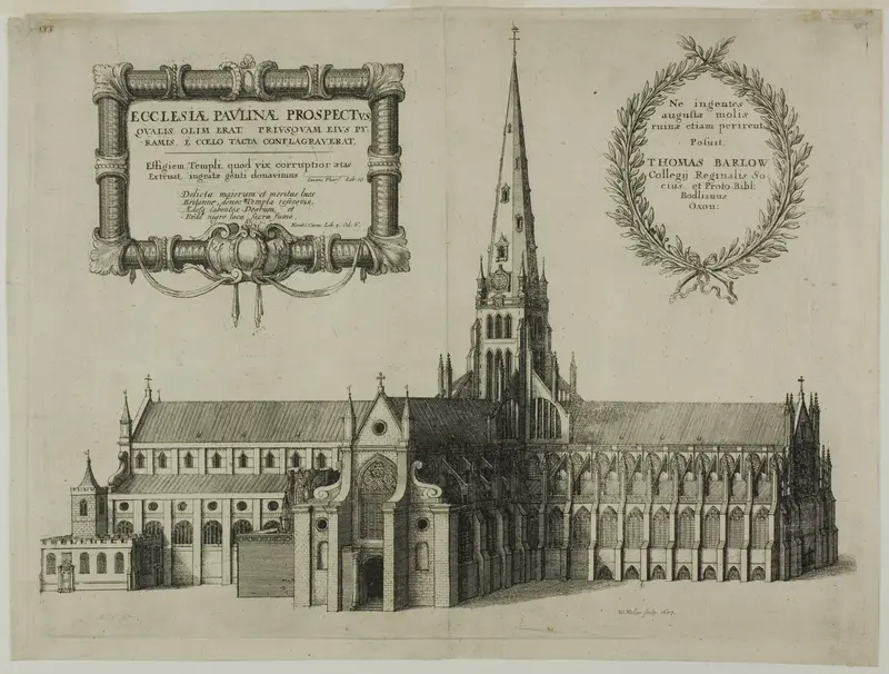 Saint Paul's from the South Showing the Spire Wall Art by Wenceslaus Hollar - High-Resolution Digital Print