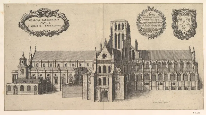 Saint Paul's, South side (Ecclesiae Cathedralis St. Pauli, A Meridi Prospectus), from "The History of St. Paul's Cathedral in London"