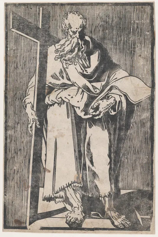 Saint Philip standing holding a book and a cross Wall Art by Giuseppe Scolari - High-Resolution Digital Print