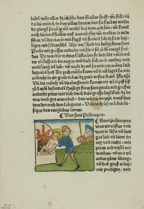 Saint Policarpus from Lives of the Heiligenleben, Sommerteil (Saints, Summertime), Plate 2 from Woodcuts from Books of the 15th Century