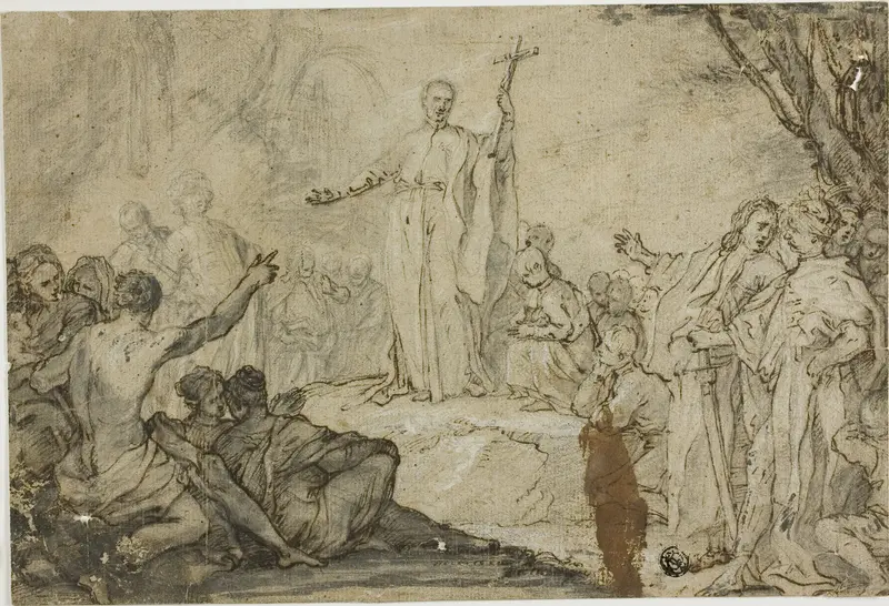 Saint Preaching to Heathens Wall Art by Style of Charles Joseph Natoire - High-Resolution Digital Print