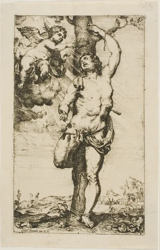 Saint Sebastian Crowned by an Angel Wall Art by Willem Panneels - High-Resolution Digital Print