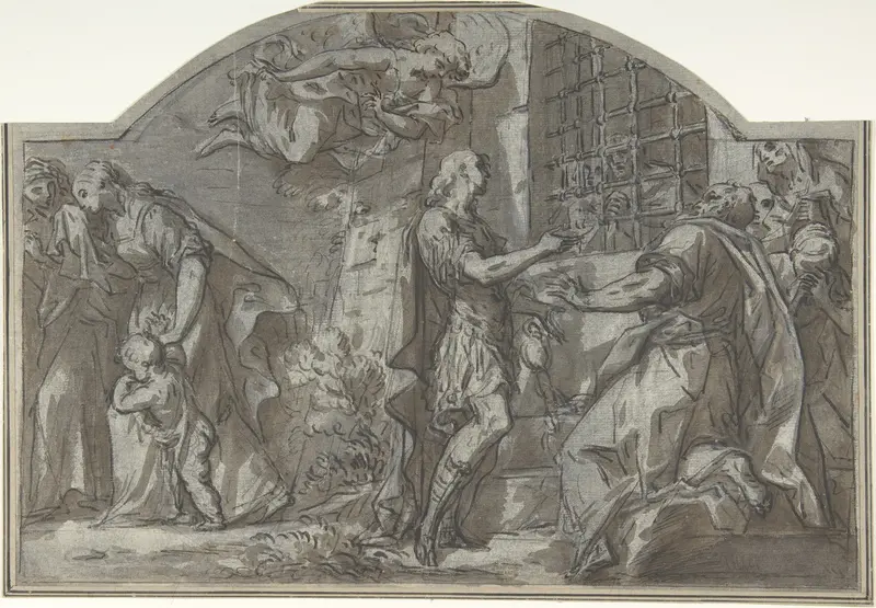 Saint Sebastian Exhorts the Christian Prisoners Wall Art by Anonymous, Italian, 18th century - High-Resolution Digital Print