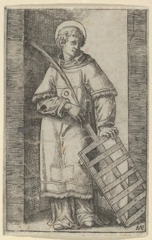 Saint Vincent, left hand resting on a grill, from "Piccoli Santi" (Small Saints)