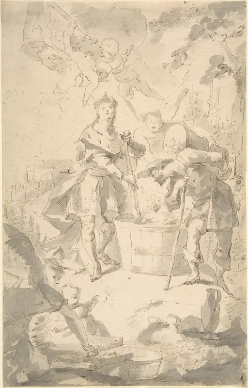 Saint Wenceslas at the Vintage, Attended by Angels and Putti Wall Art by Franz Anton Maulbertsch - High-Resolution Digital Print