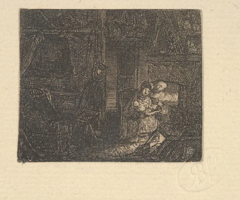 Sainte Famille dans un Intérieur (Holy Family in an Interior) Wall Art by Rodolphe Bresdin - High-Resolution Digital Print
