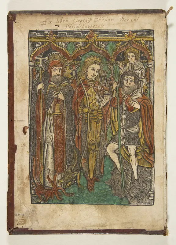 Saints Anthony, Sebastian and Christopher Wall Art by Anonymous, German, Cologne, 15th century - High-Resolution Digital Print