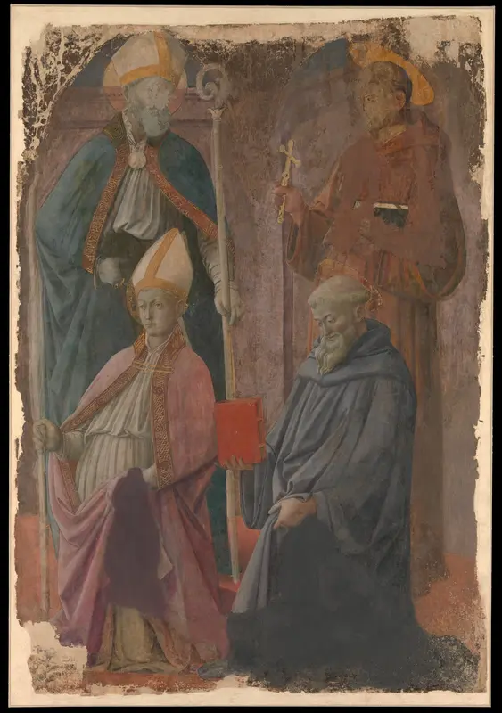 Saints Augustine and Francis, a Bishop Saint, and Saint Benedict Wall Art by Fra Filippo Lippi - High-Resolution Digital Print