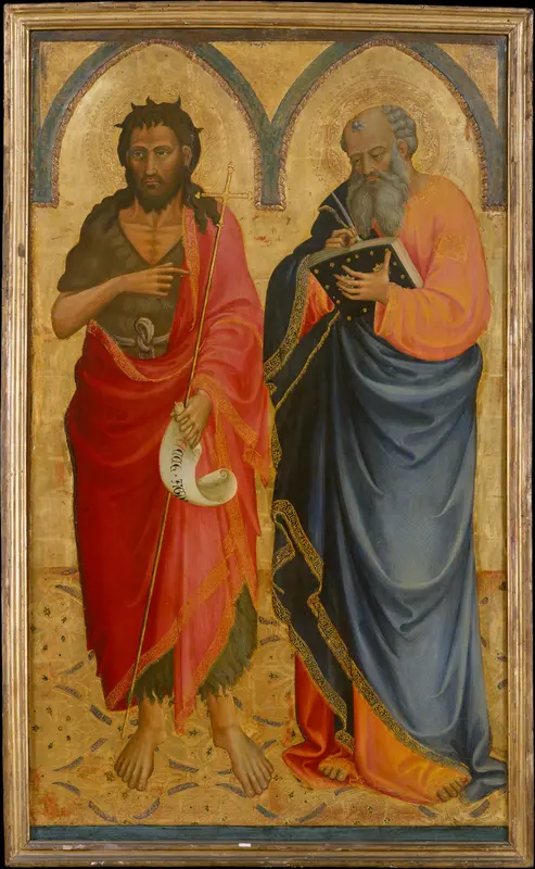 Saints John the Baptist and an Evangelist (Matthew?) Wall Art by Bicci di Lorenzo - High-Resolution Digital Print