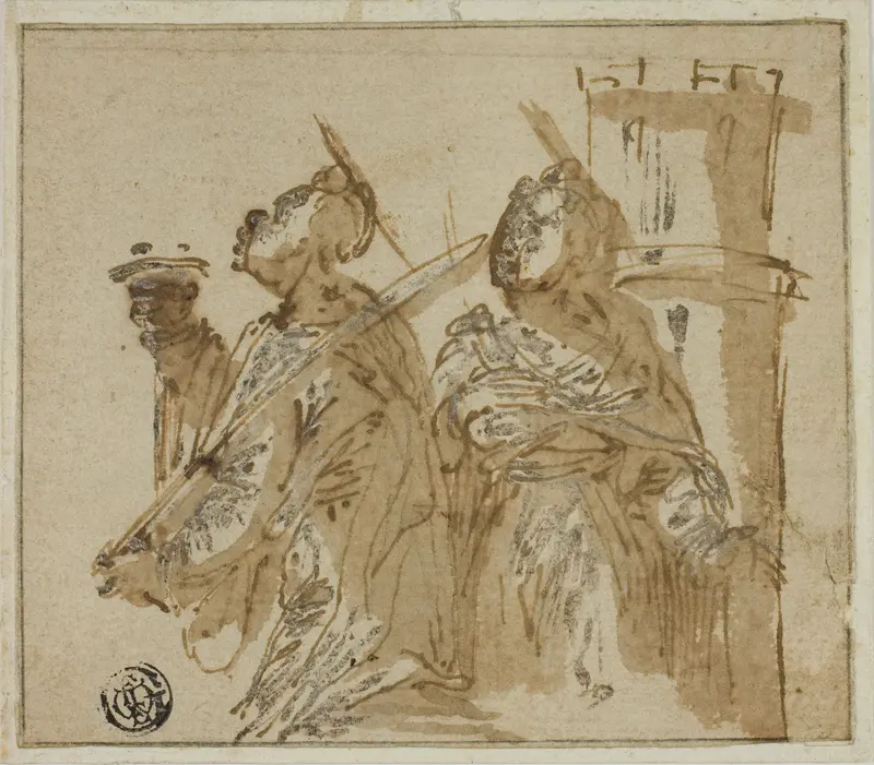 Saints Lucy and Barbara Wall Art by Unknown Venetian - High-Resolution Digital Print