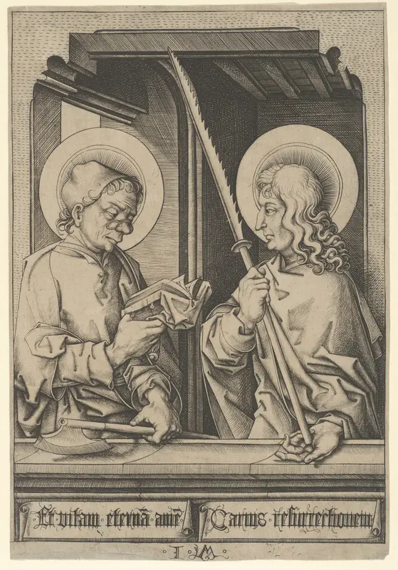 Saints Matthias and Judas Thaddaeus, from "The Apostles" Wall Art by Israhel van Meckenem - High-Resolution Digital Print