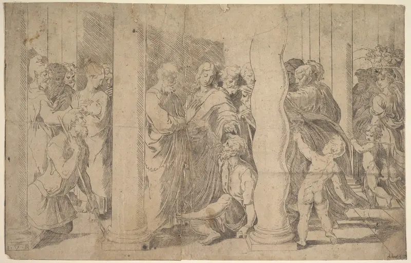 Saints Peter and John healing the Sick Wall Art by Anonymous, Italian, 16th century - High-Resolution Digital Print