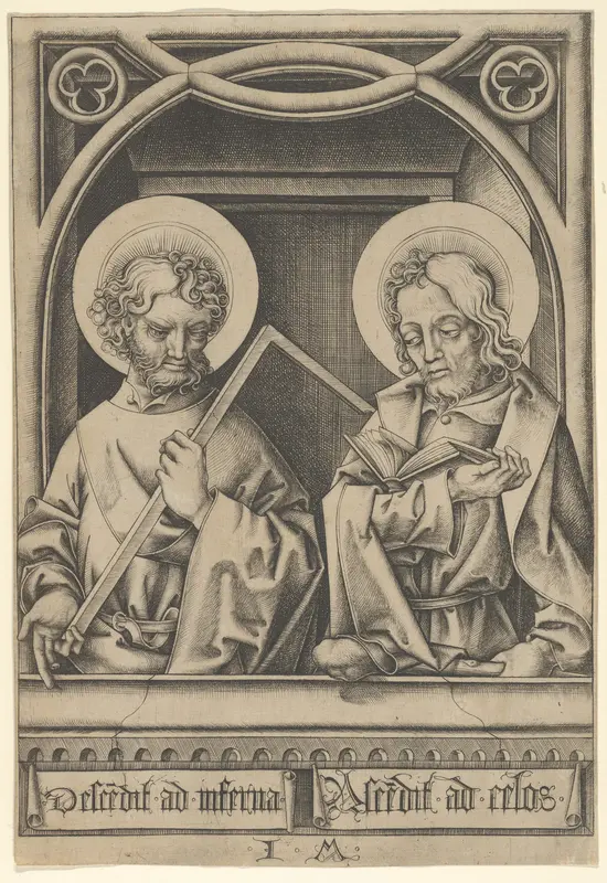 Saints Thomas and James the Lesser, from The Apostles Wall Art by Israhel van Meckenem - High-Resolution Digital Print