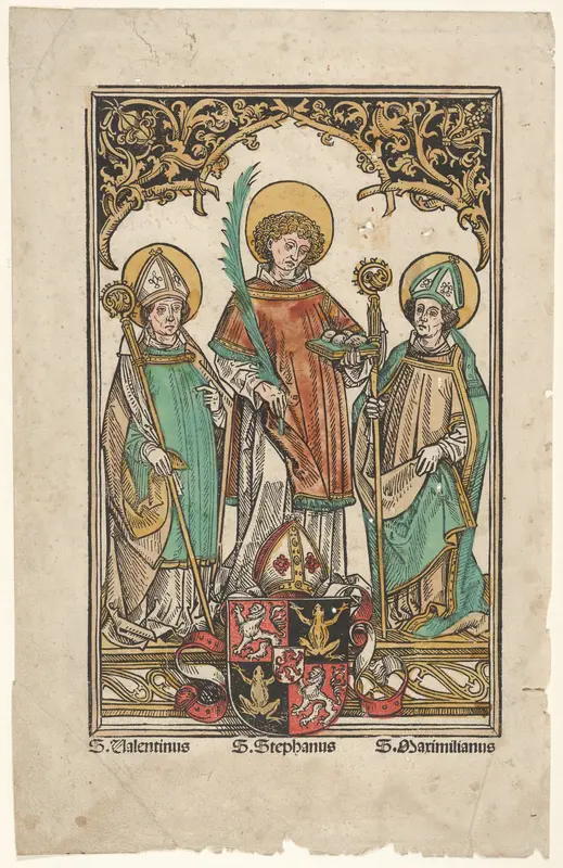 Saints Valentine, Stephen, and Maximilian, the Patron Saints of Passau Wall Art by Hans Burgkmair - High-Resolution Digital Print