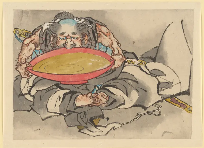 Sakata Kintoki Drinking Sake Wine