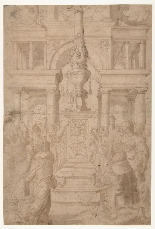 Salomon aanbidt een afgodsbeeld Wall Art by Adriaen Pietersz Crabeth - High-Resolution Digital Print