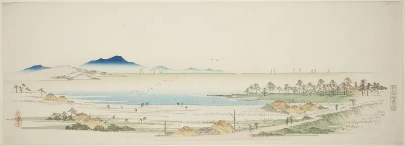 Salt Beach at Gyotoku (Gyotoku shiohama no zu), from an untitled series of famous views of the Edo suburbs