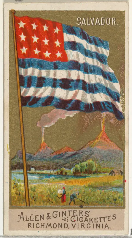 Salvador, from Flags of All Nations, Series 2 (N10) for Allen & Ginter Cigarettes Brands Wall Art by Allen & Ginter - High-Resolution Digital Print