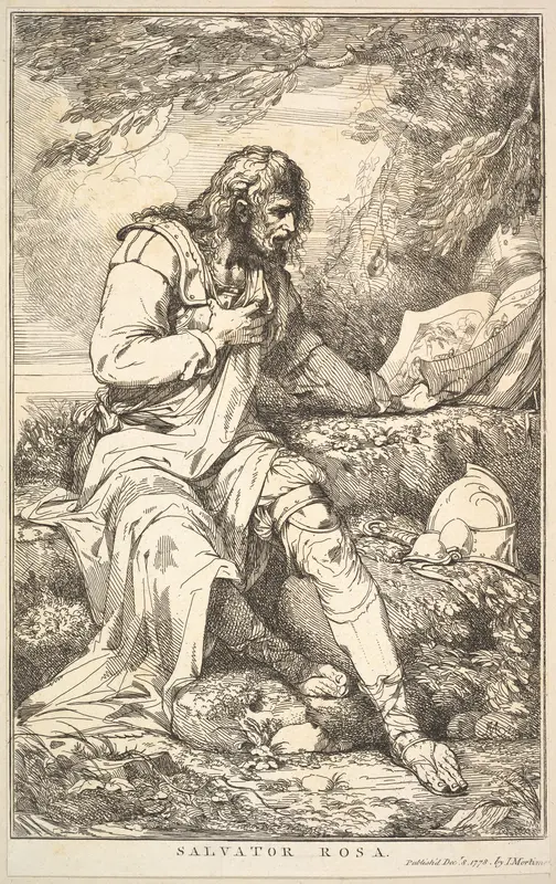 Salvator Rosa, from "Fifteen Etchings Dedicated to Sir Joshua Reynolds" Wall Art by John Hamilton Mortimer - High-Resolution Digital Print