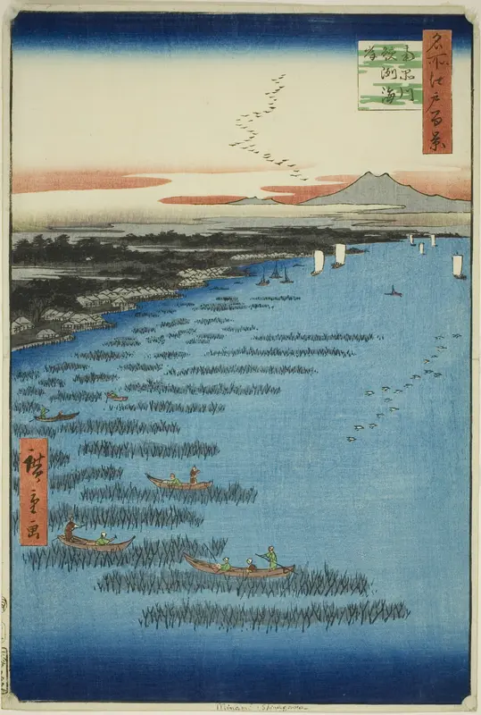 Samezu Coast in South Shinagawa (Minami-Shinagawa Samezu kaigan), from the series "One Hundred Famous Views of Edo (Meisho Edo hyakkei)"