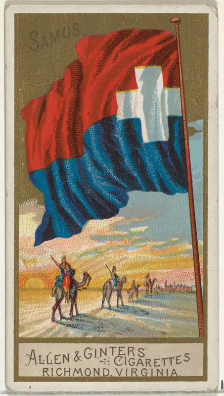 Samos, from Flags of All Nations, Series 2 (N10) for Allen & Ginter Cigarettes Brands Wall Art by Allen & Ginter - High-Resolution Digital Print