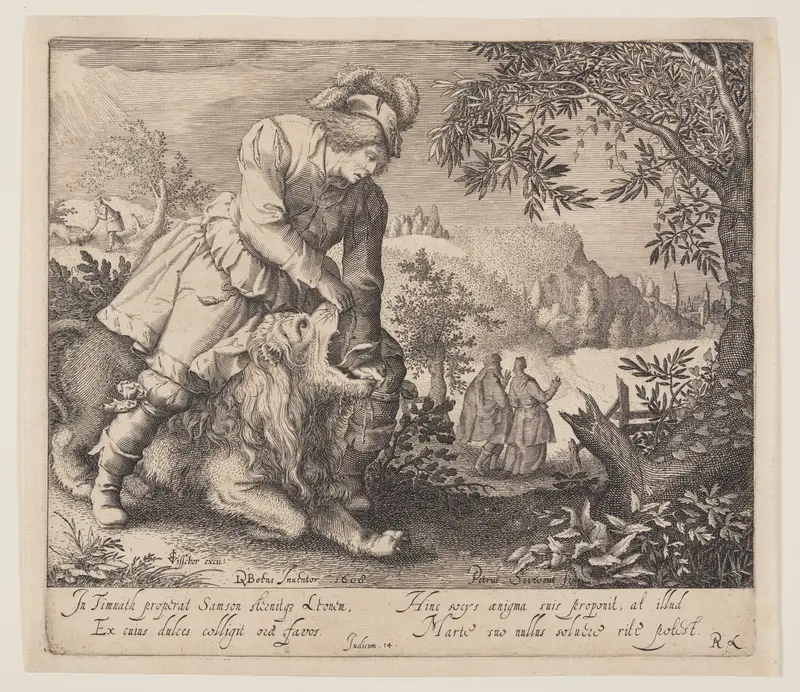 Samson and the Lion Wall Art by Pieter Serwouters - High-Resolution Digital Print