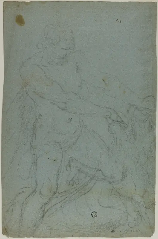 Samson and the Lion (recto); Virgin Mary with Right Arm Extended (verso) Wall Art by Domenico Fiasella - High-Resolution Digital Print